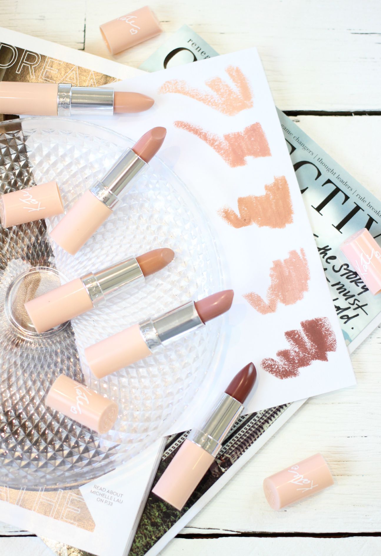 RIMMEL'S LASTING FINISH BY KATE NUDE COLLECTION LIPSTICKS REVIEW & SWATCHES